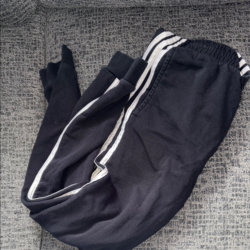 Adidas Black Sweatpants with Elastic Waistband and Tapered Fit